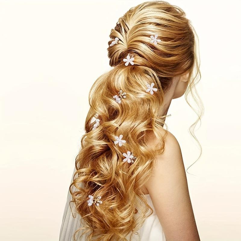 10 Pcs Mini Pearl Hair Claw Clips Flower Decor Hair Accessories Women Girls