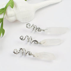 3pc Natural Crystal Swirl Bead Hair Ring Charm Hair Accessories