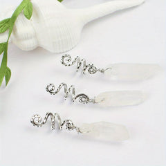 3pc Natural Crystal Swirl Bead Hair Ring Charm Hair Accessories