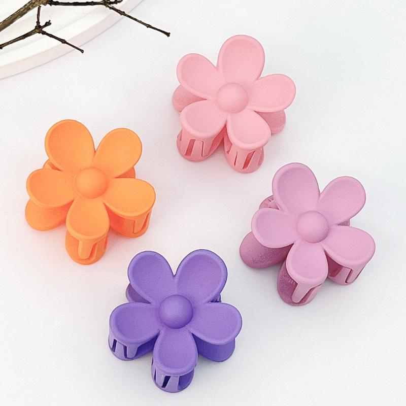 Matte Mini Hair Claw Sweet Hair Clip Flower Shaped for Toddlers Women