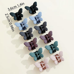 12pcs Matte Mini Butterfly Shape Hair Claw Plastic Shark Claw Hair Accessories