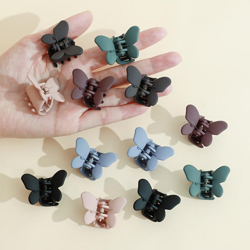 12pcs Matte Mini Butterfly Shape Hair Claw Plastic Shark Claw Hair Accessories