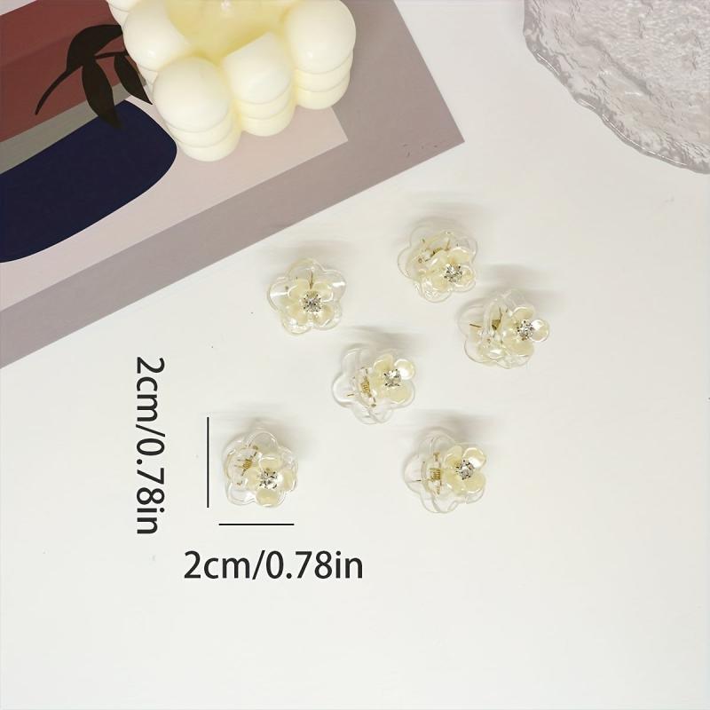 8pcs Rhinestone Mini Flower Hair Claw Clip Clear Grip Accessory