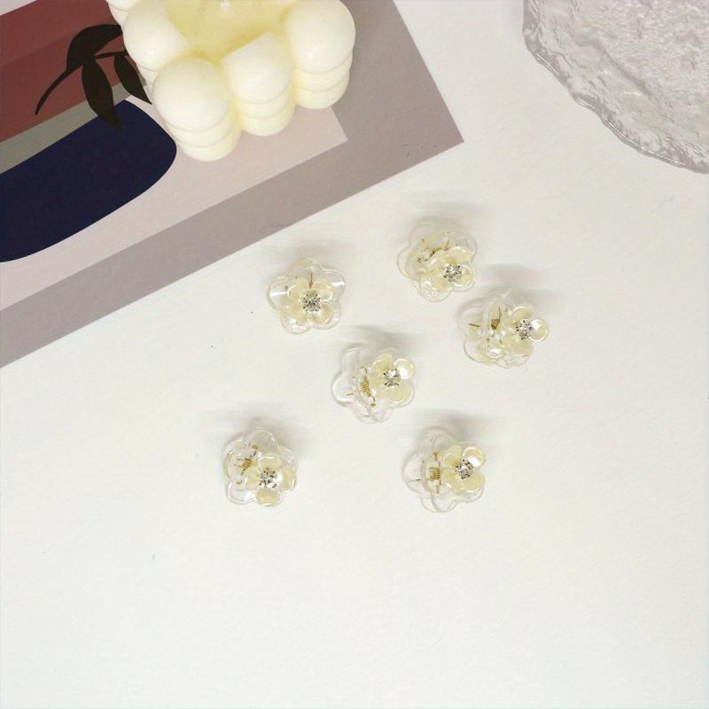 8pcs Rhinestone Mini Flower Hair Claw Clip Clear Grip Accessory