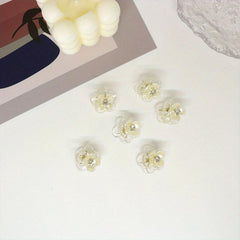 8pcs Rhinestone Mini Flower Hair Claw Clip Clear Grip Accessory