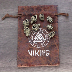 8pcs Viking Braids Ring Wolf Head Beads for Bracelets DIY