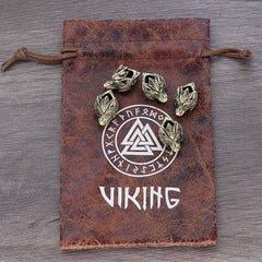 8pcs Viking Braids Ring Wolf Head Beads for Bracelets DIY