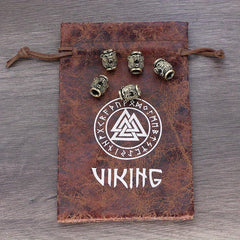 8pcs Viking Braids Ring Wolf Head Beads for Bracelets DIY
