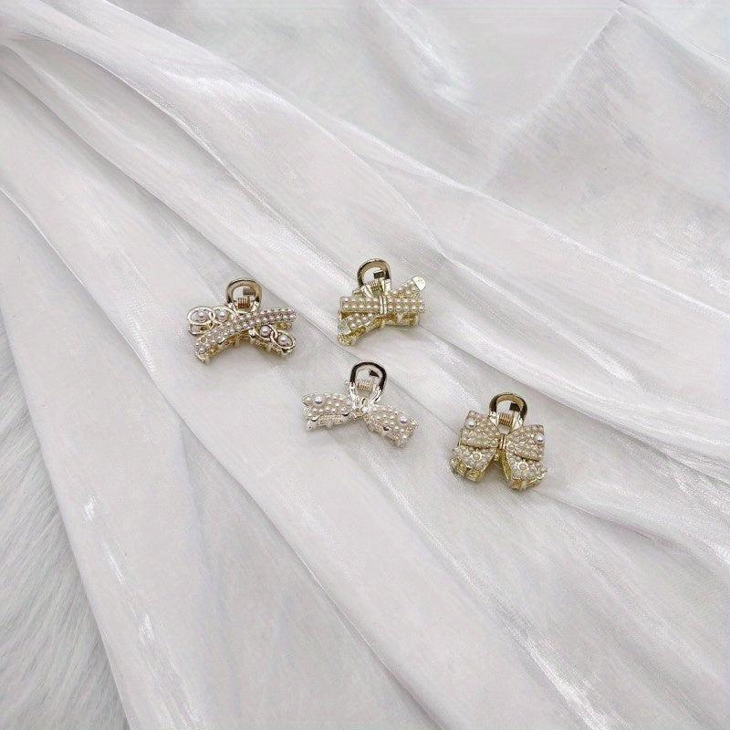 Faux Pearl Mini Hair Claw Braided Metal Bangs Clip