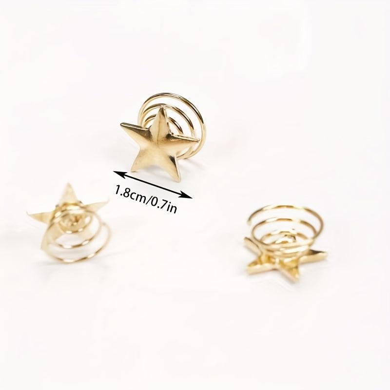Star Shape Metal Hair Clip Spiral Hair Ring Star Swirl Barrette Y2K Hair Accesso