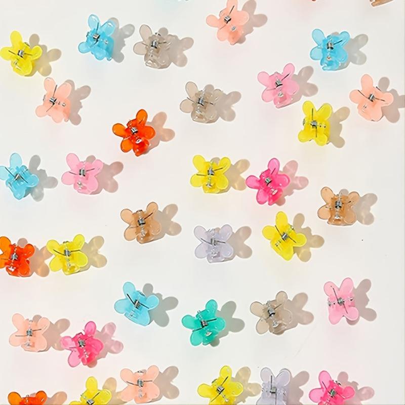 50pcs Mini Butterfly Candy Hair Claw Clips Flower Tiny Claw Clip Girls Accessori