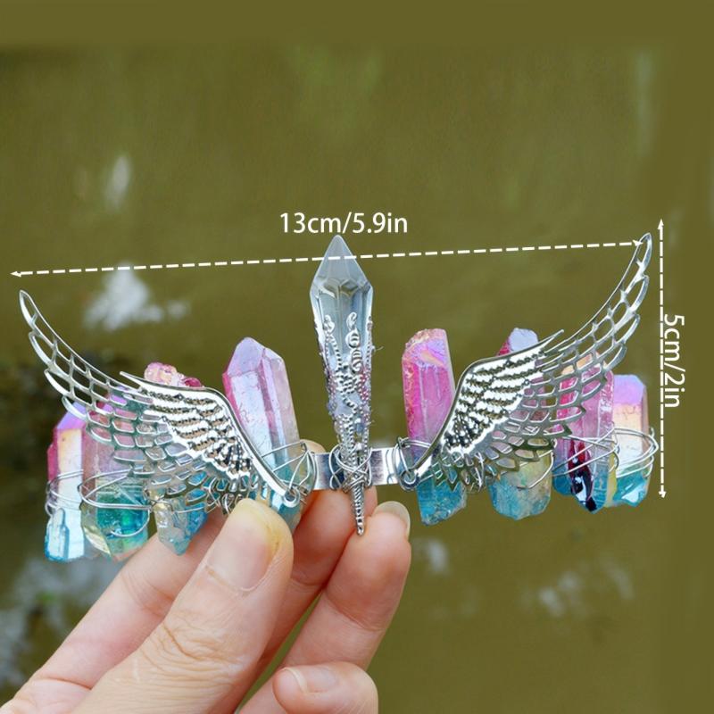 Moon Quartz Headband Purple Crystals Crown Natural Stones Branch Witch Headpiece