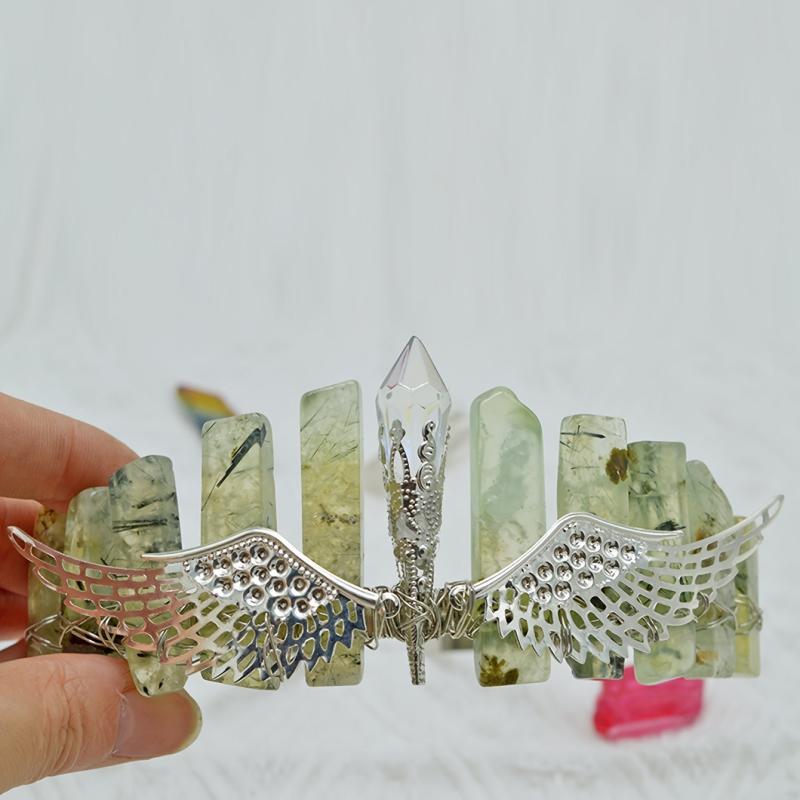 Moon Quartz Headband Purple Crystals Crown Natural Stones Branch Witch Headpiece