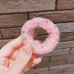 Rainbow Plush Hair Ring Head Rope Female Rubber Band Headdress