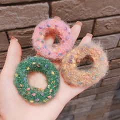 Rainbow Plush Hair Ring Head Rope Female Rubber Band Headdress