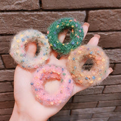Rainbow Plush Hair Ring Head Rope Female Rubber Band Headdress