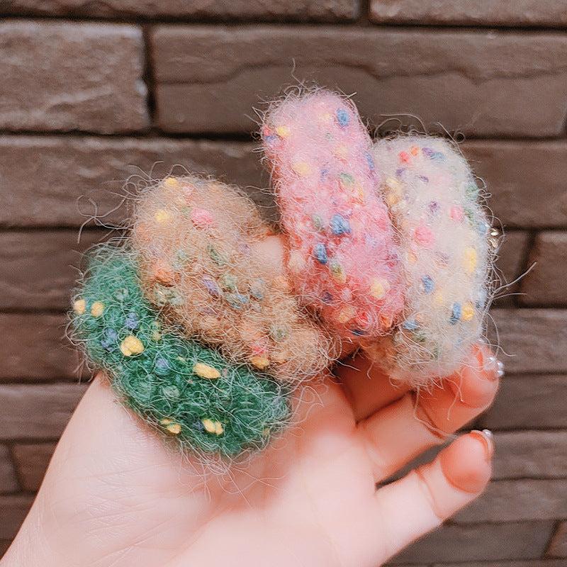Rainbow Plush Hair Ring Head Rope Female Rubber Band Headdress