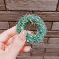 Rainbow Plush Hair Ring Head Rope Female Rubber Band Headdress