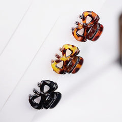 6pcs Mini Bow Hair Claw Leopard Pattern Nonslip Shark Claw Hair Accessories