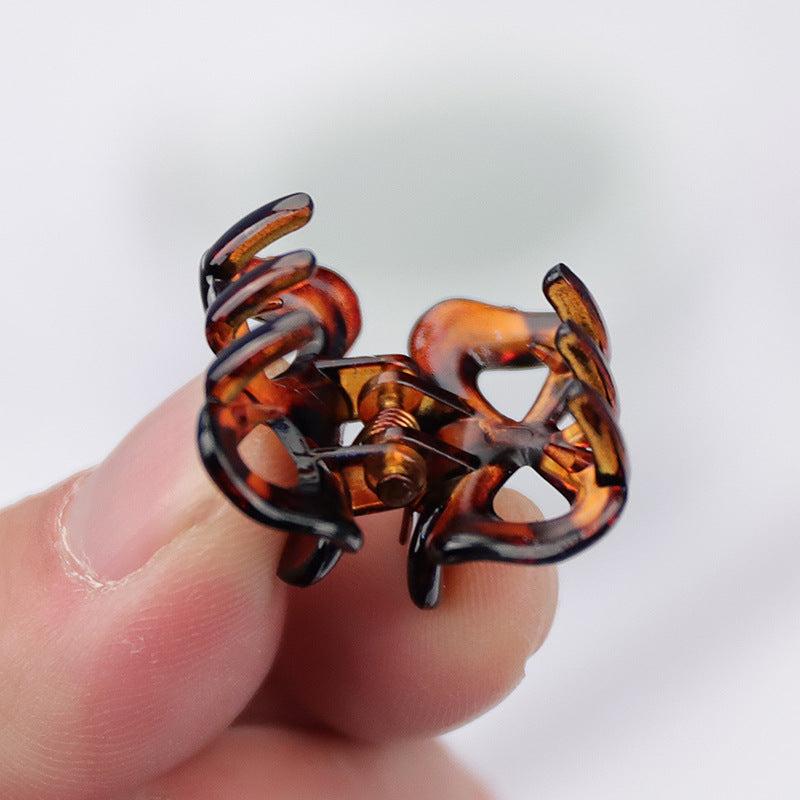 6pcs Mini Bow Hair Claw Leopard Pattern Nonslip Shark Claw Hair Accessories