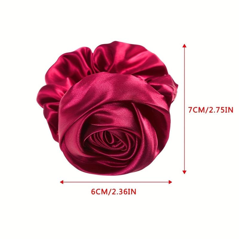 Solid Rose Silk Scrunchie Ponytail Holder Hair Band