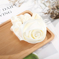 Solid Rose Silk Scrunchie Ponytail Holder Hair Band