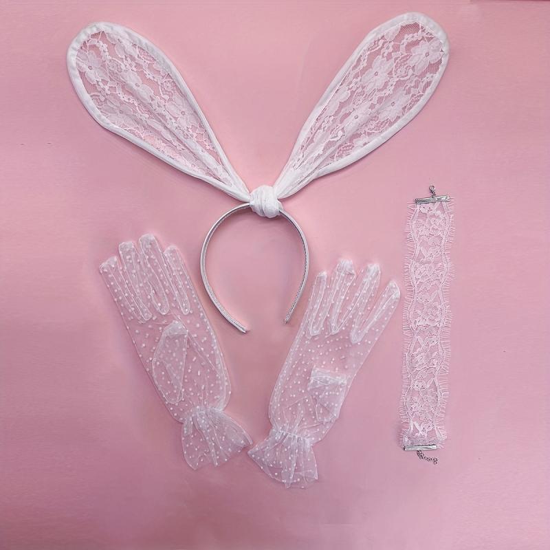 4pcs Rabbit Ears Lace Head Hoop Bachelorette Party Accessories