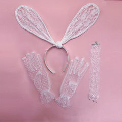 4pcs Rabbit Ears Lace Head Hoop Bachelorette Party Accessories