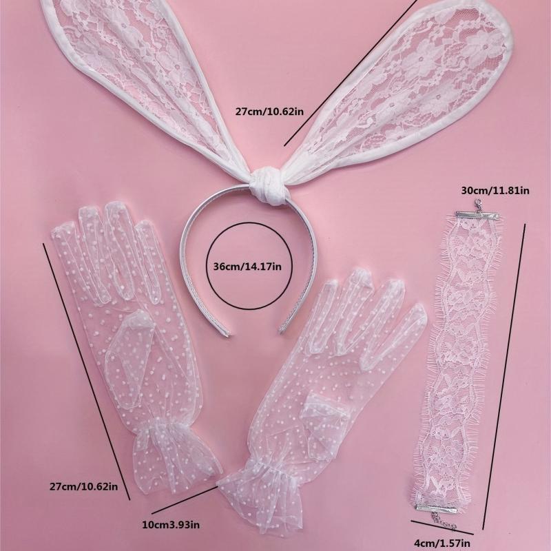 4pcs Rabbit Ears Lace Head Hoop Bachelorette Party Accessories