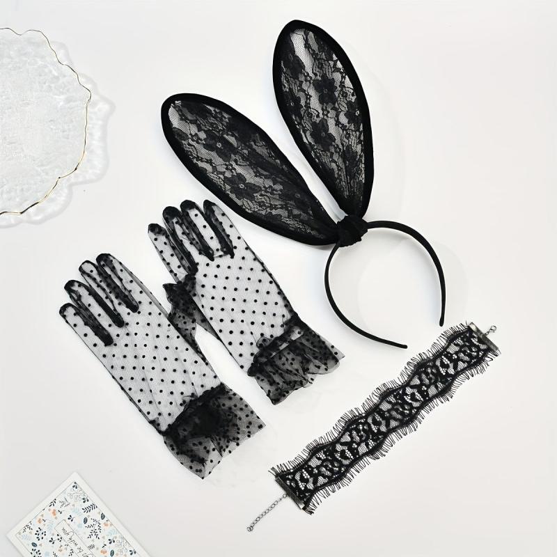 4pcs Rabbit Ears Lace Head Hoop Bachelorette Party Accessories