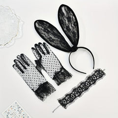 4pcs Rabbit Ears Lace Head Hoop Bachelorette Party Accessories
