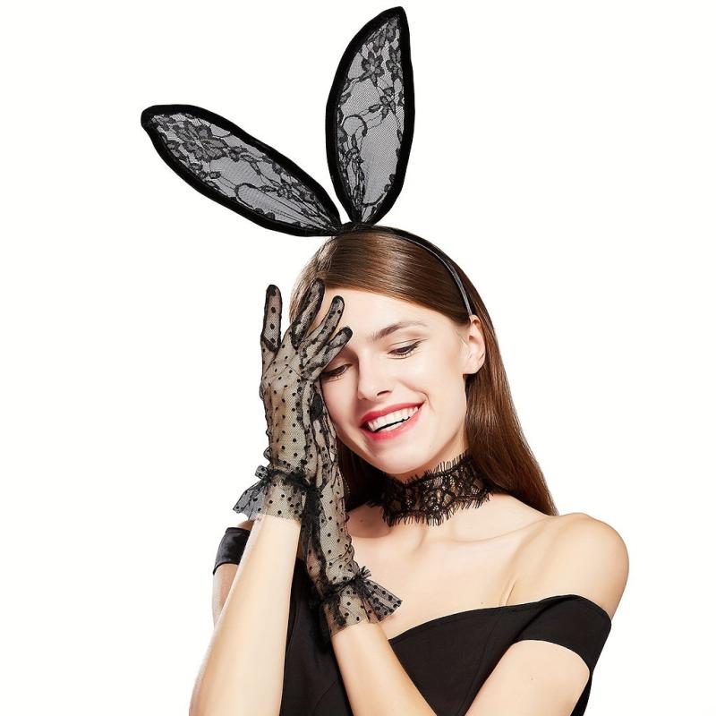 4pcs Rabbit Ears Lace Head Hoop Bachelorette Party Accessories
