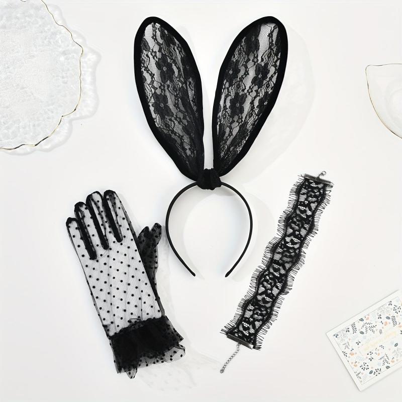 4pcs Rabbit Ears Lace Head Hoop Bachelorette Party Accessories
