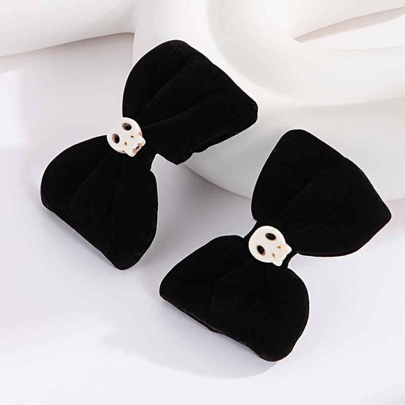 Velvet Skull Bow Hair Clip Cyberpunk Hair Pin Barrette Accessories