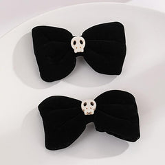 Velvet Skull Bow Hair Clip Cyberpunk Hair Pin Barrette Accessories