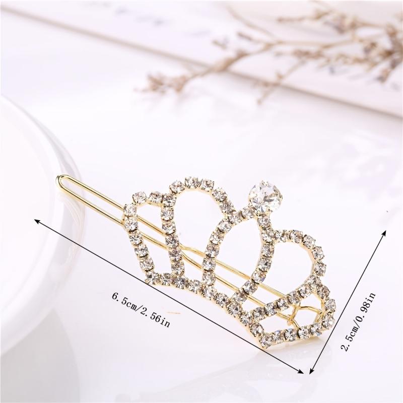 Rhinestone Crown Hairclip Golden Silvery Hairpin Barrette Cyberpunk Y2K