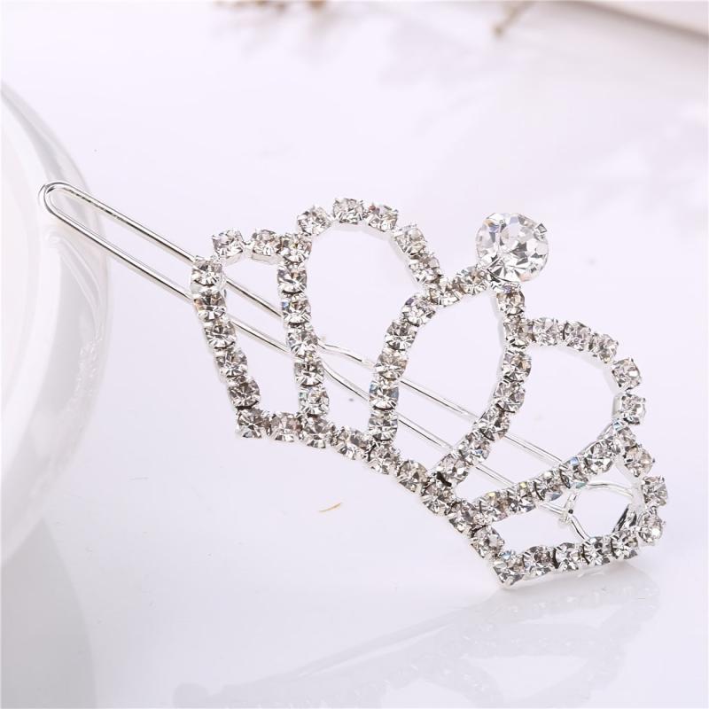 Rhinestone Crown Hairclip Golden Silvery Hairpin Barrette Cyberpunk Y2K