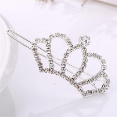 Rhinestone Crown Hairclip Golden Silvery Hairpin Barrette Cyberpunk Y2K