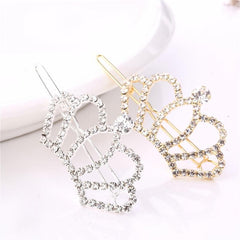 Rhinestone Crown Hairclip Golden Silvery Hairpin Barrette Cyberpunk Y2K