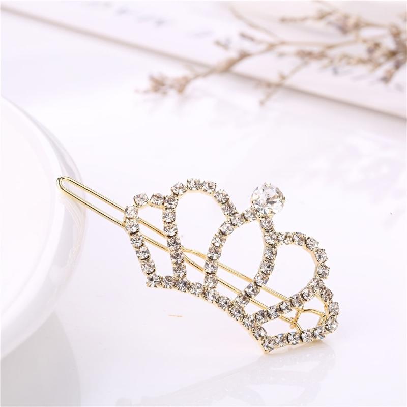 Rhinestone Crown Hairclip Golden Silvery Hairpin Barrette Cyberpunk Y2K