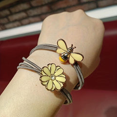 4pcs Bee Hair Rings Hair Ropes Daisy Decor Hair Tie Style Ponytail Holder