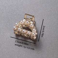 6pcs Mini Alloy Hair Claw Faux Pearl Hair Claw Hollow Nonslip Shark Claw