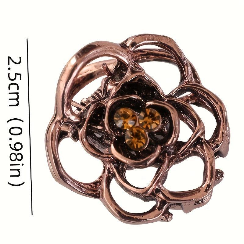 5pcs Vintage Hair Claw Mini Metal Hair Claw Hollow Flower Shaped