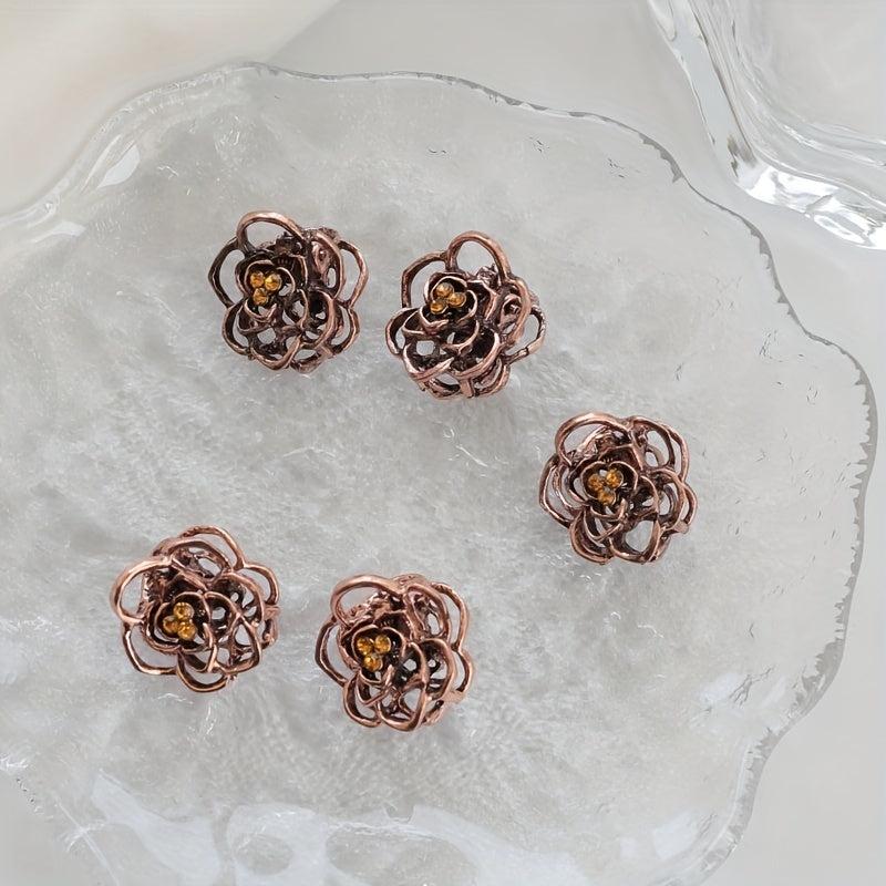 5pcs Vintage Hair Claw Mini Metal Hair Claw Hollow Flower Shaped
