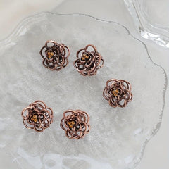 5pcs Vintage Hair Claw Mini Metal Hair Claw Hollow Flower Shaped