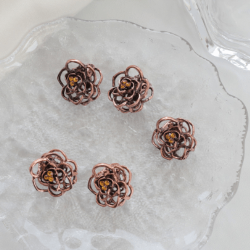 5pcs Vintage Hair Claw Mini Metal Hair Claw Hollow Flower Shaped