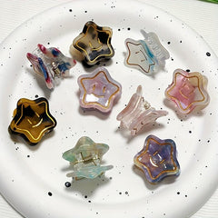 5pcs Smile Face Star Hair Claw Clip Acetate Mini Banana Clip