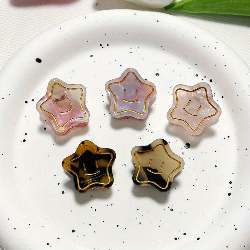 5pcs Smile Face Star Hair Claw Clip Acetate Mini Banana Clip