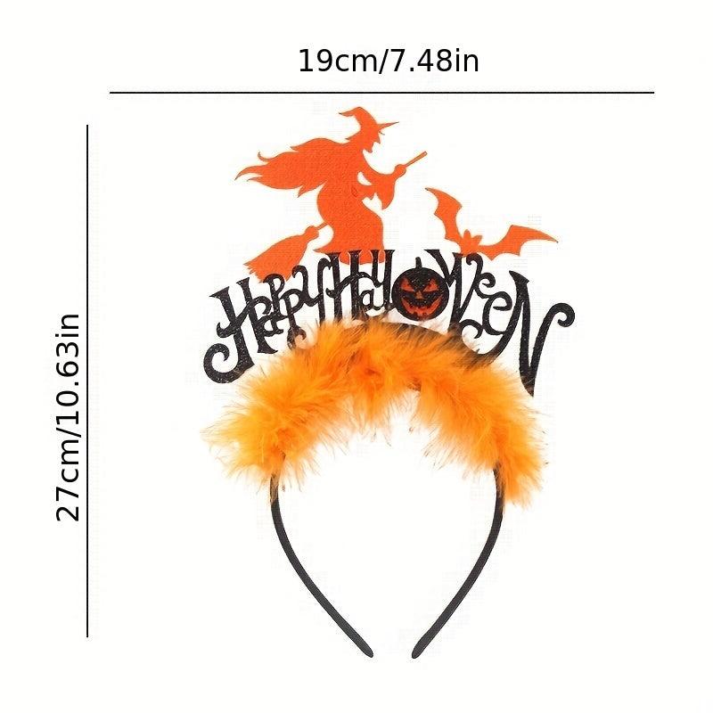 Halloween Headband Hello Halloween Letter Decor Head Hoop Witch Bat Hair Band