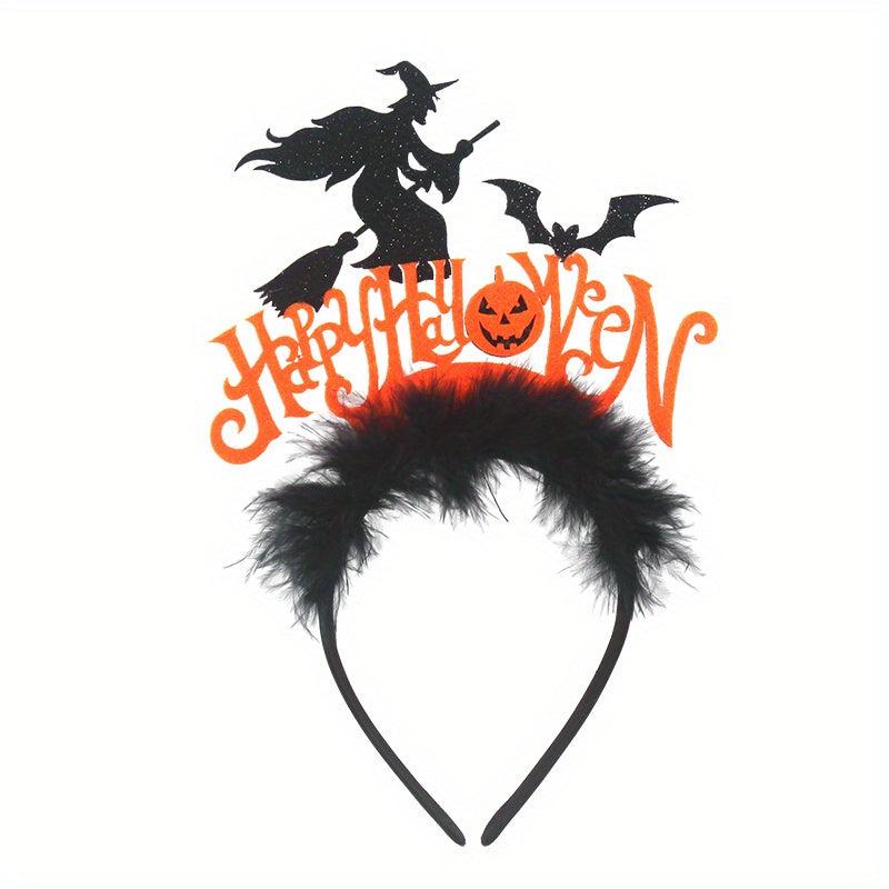 Halloween Headband Hello Halloween Letter Decor Head Hoop Witch Bat Hair Band